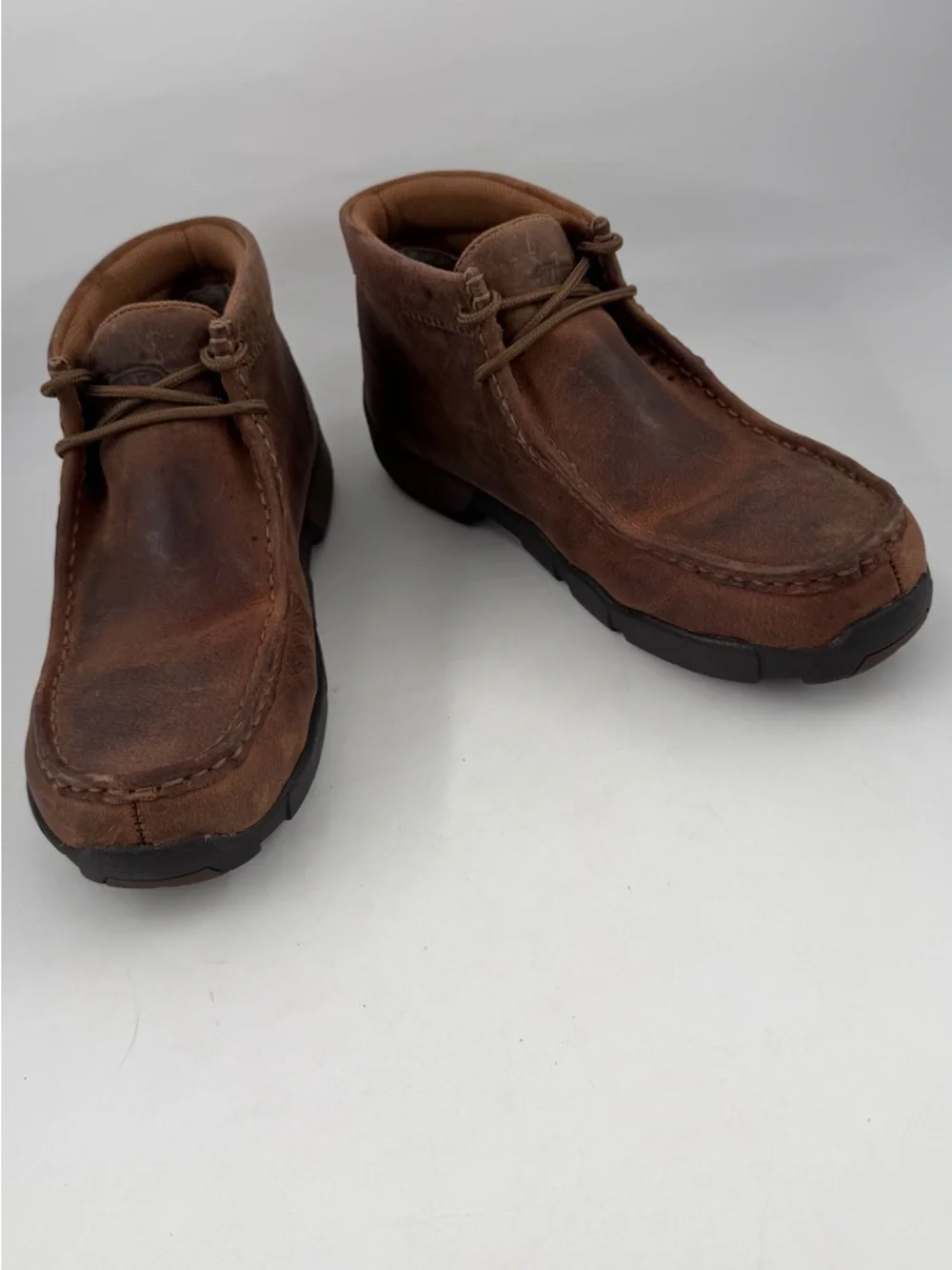 Justin Men’s Cappie 4”-SZ 8-Brown Distressed Leather Steel Toe 235 Work Boots